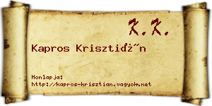 Kapros Krisztián névjegykártya