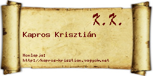 Kapros Krisztián névjegykártya
